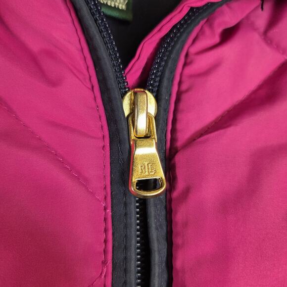 Ralph Lauren Pink Full Zip Quilted Puffer Vest Women’s Size Large Bright - Picture 5 of 12